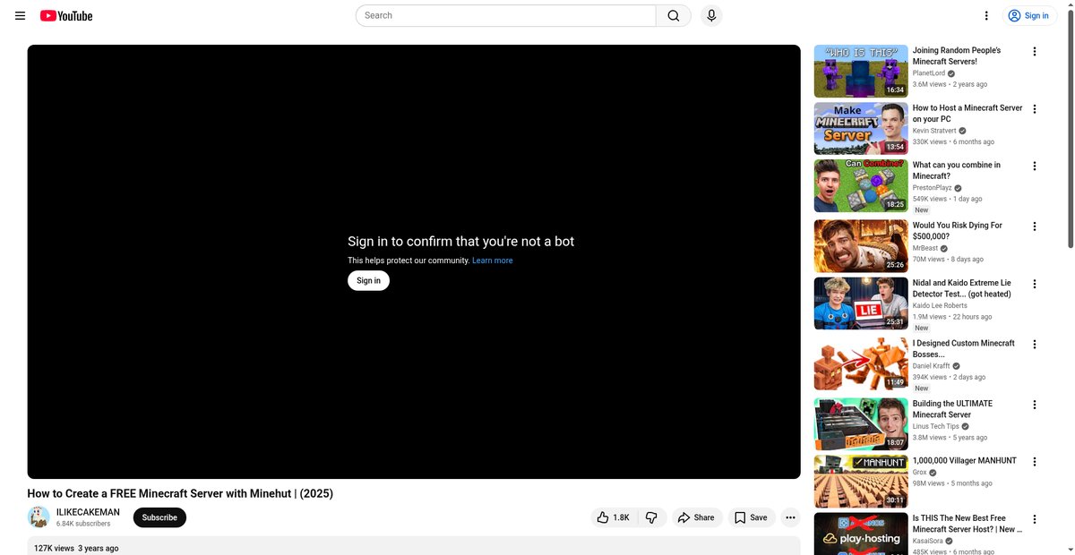 How to Create a FREE Minecraft Server with Minehut | (2025) Screenshot