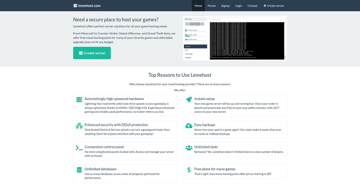 Game hosting Screenshot