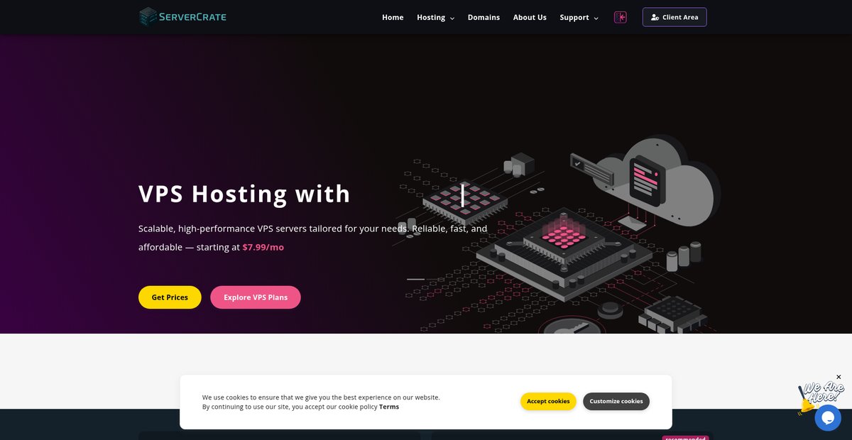 Blazing-Fast VPS & Game Hosting | LA Datacenter | ServerCrate Screenshot