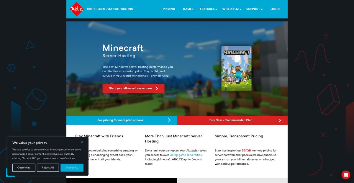 Minecraft Server Hosting Screenshot