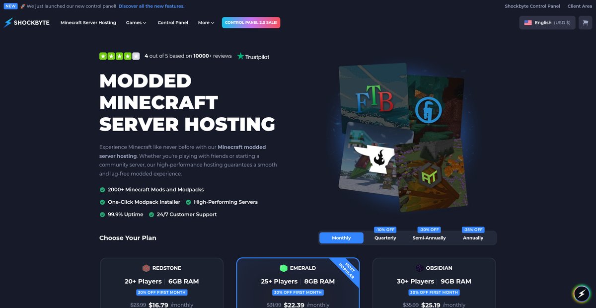 Modded Minecraft Server Hosting Screenshot