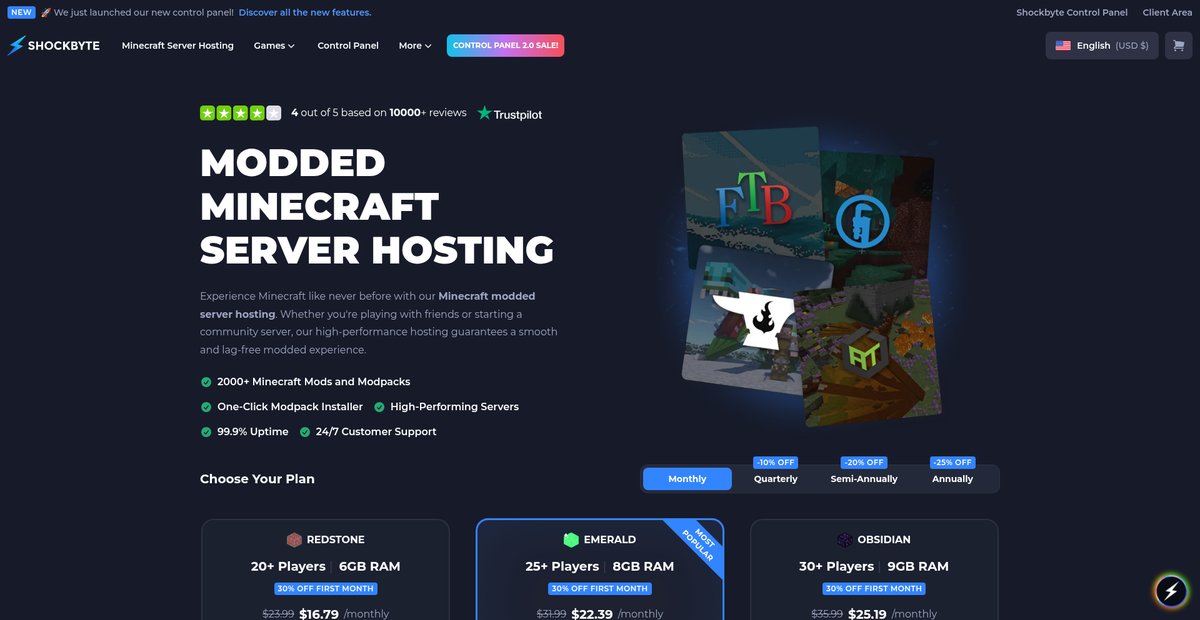Modded Minecraft Server Hosting Screenshot
