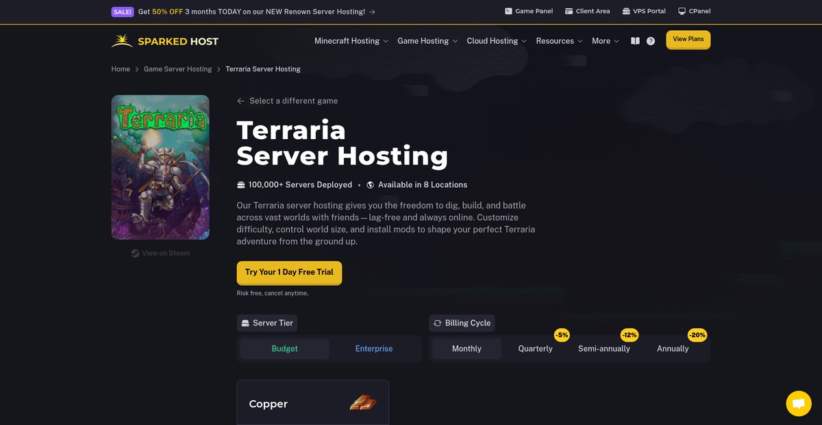 Terraria Server Hosting Screenshot