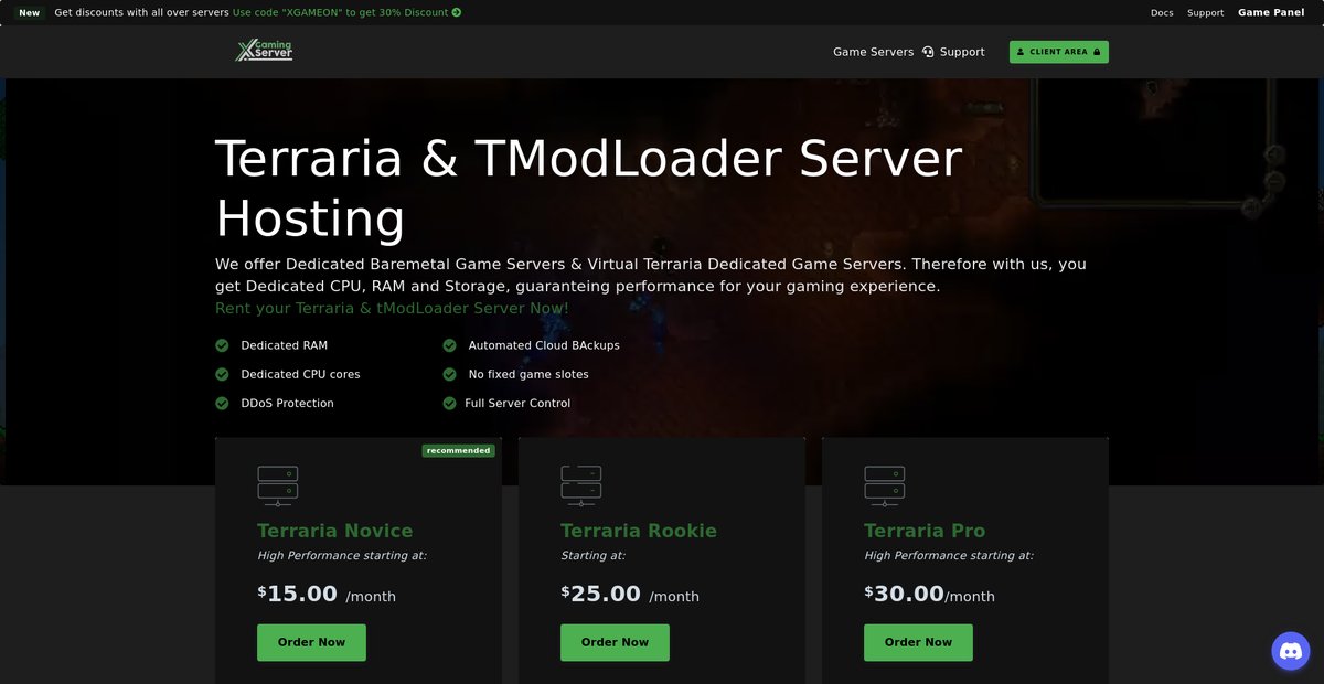 Terraria & tModLoader Server Hosting Screenshot