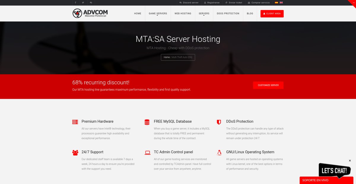 MTA Hosting - Cheap, DDoS Protection, MySQL, 68 ... Screenshot