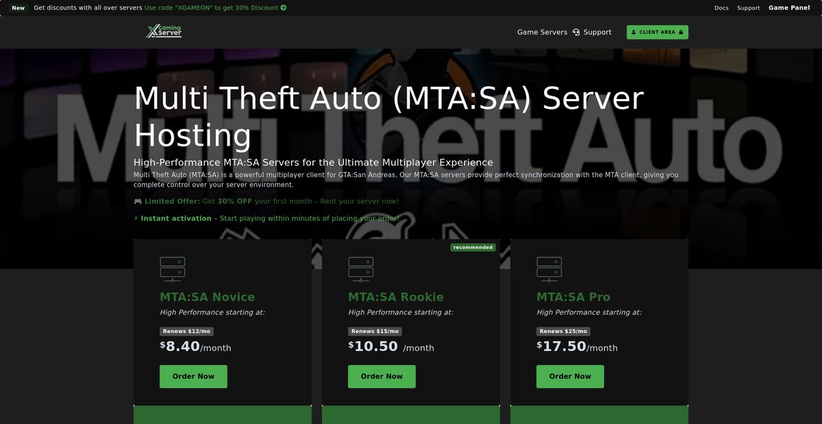 Multi Theft Auto (MTA:SA) Server Hosting Screenshot