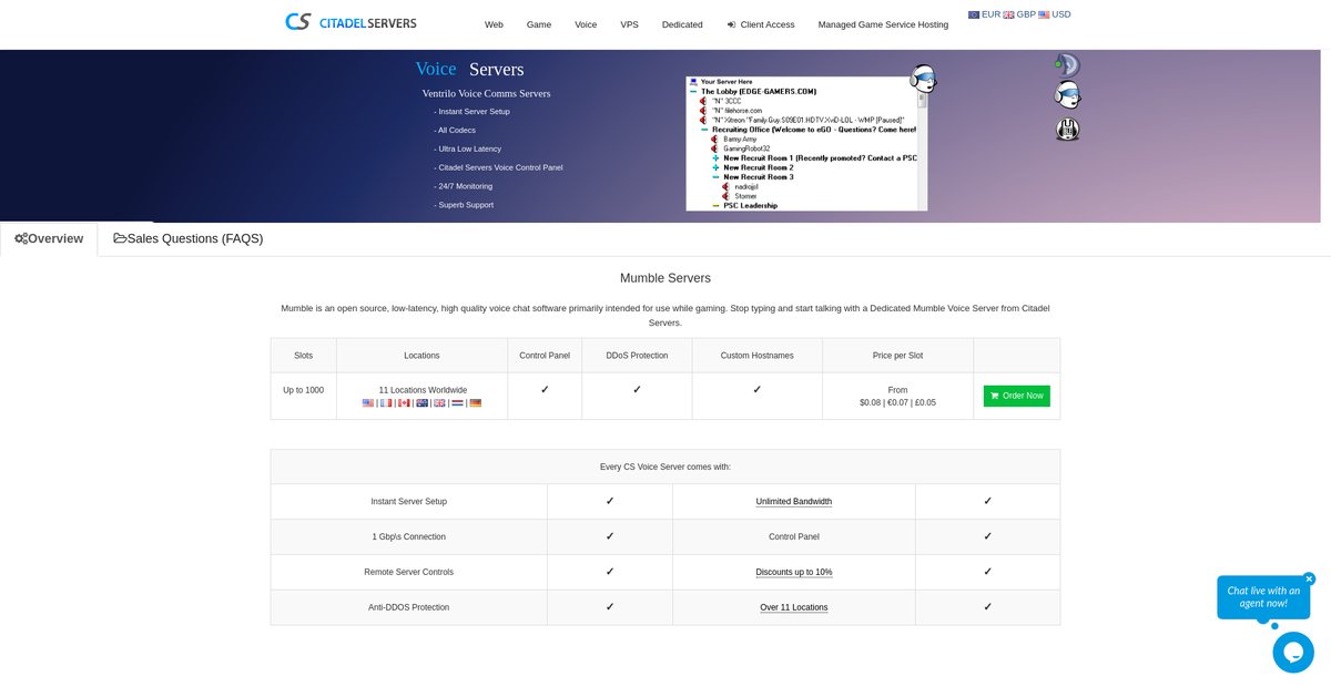 Mumble Voice Servers | Citadel Servers Screenshot