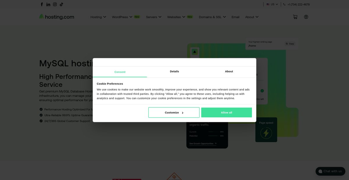 Fast MySQL Database Hosting Service Screenshot