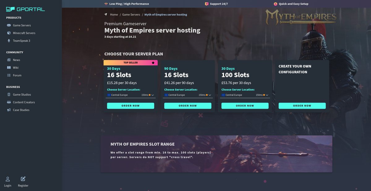 Myth of Empires server hosting Screenshot