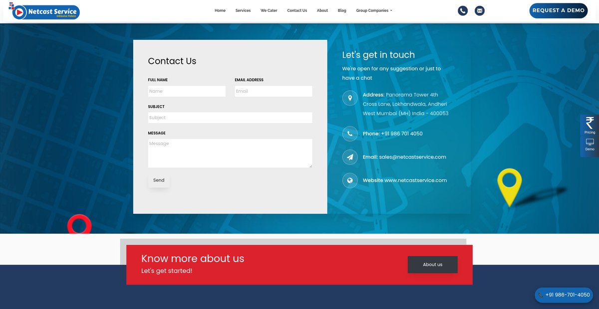 Contact Us | Netcastservice.com Screenshot