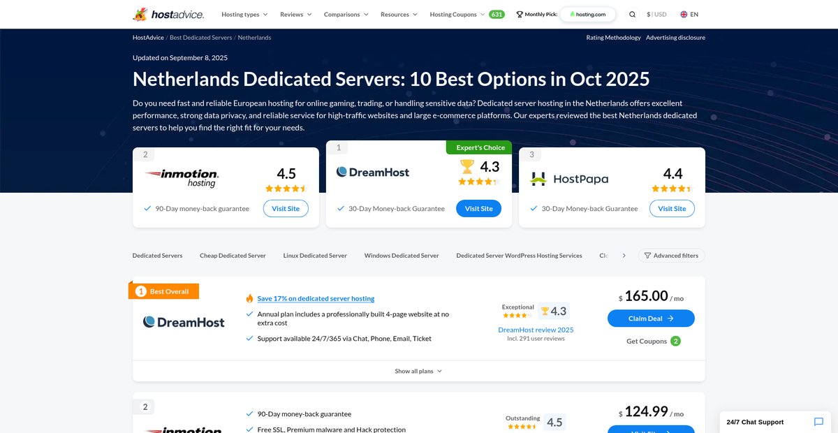Netherlands Dedicated Servers: 10 Best Options in Sep 2025 Screenshot
