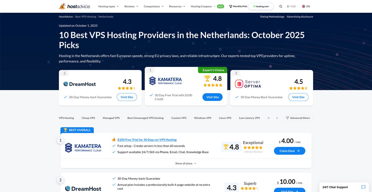 10 Best VPS Hosting Providers in Netherlands (Oct 2025) Screenshot