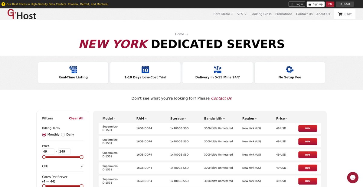 Dedicated Servers in New York Screenshot