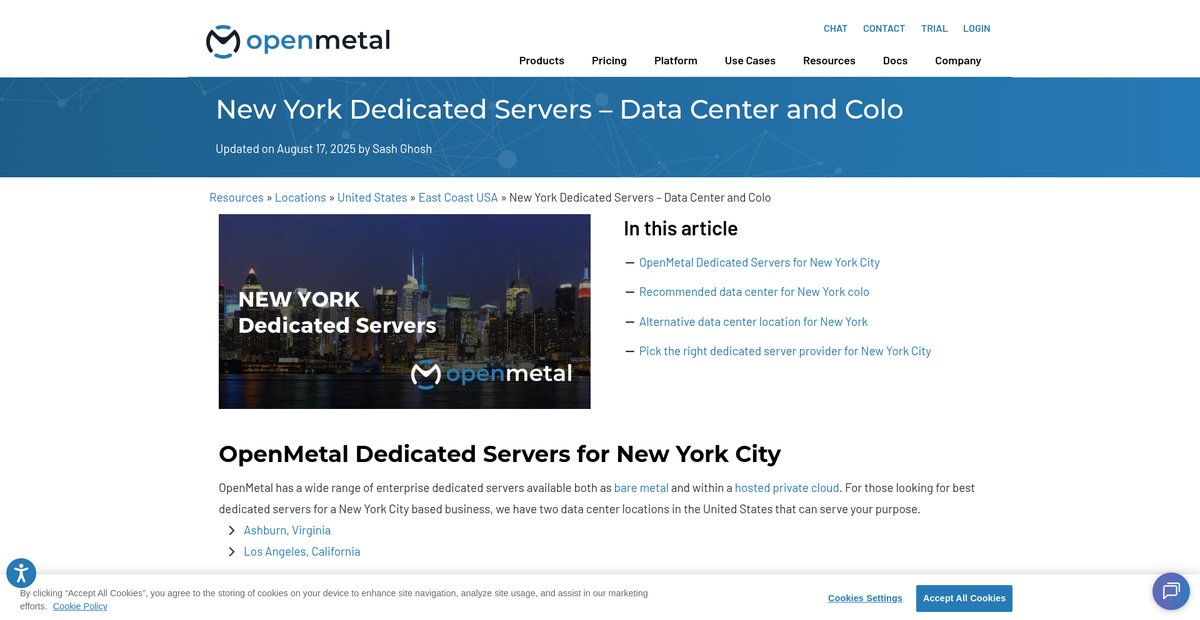 New York Dedicated Servers - Data Center and Colo Screenshot