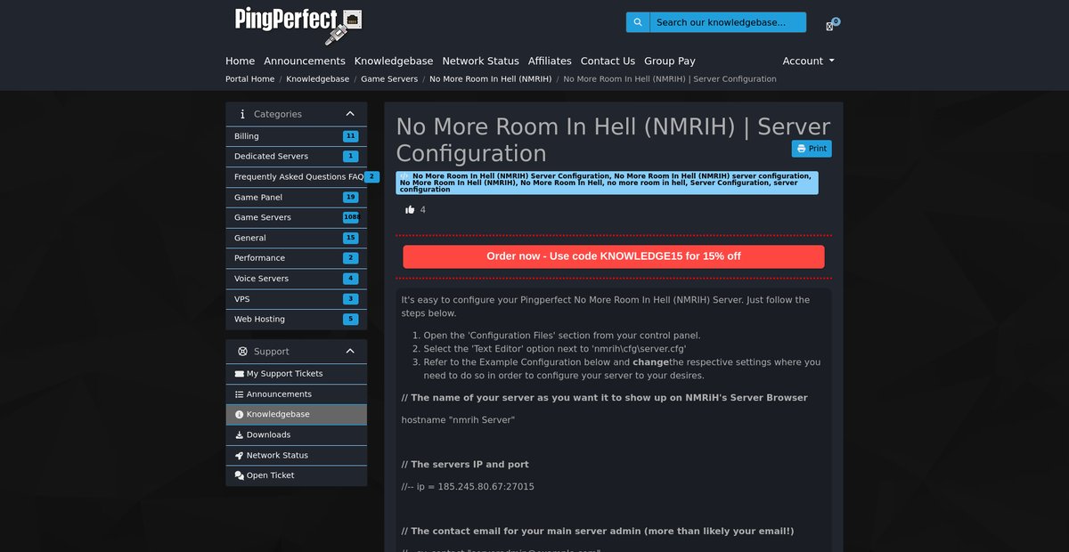No More Room In Hell (NMRIH) | Server Configuration - Knowledgebase Screenshot