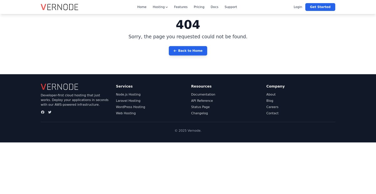 Node.js Hosting Built on Amazon AWS and DO - Vernode Screenshot