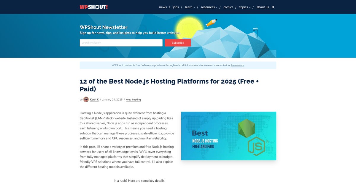 12 of the Best Node.js Hosting Platforms for 2025 (Free + ... Screenshot