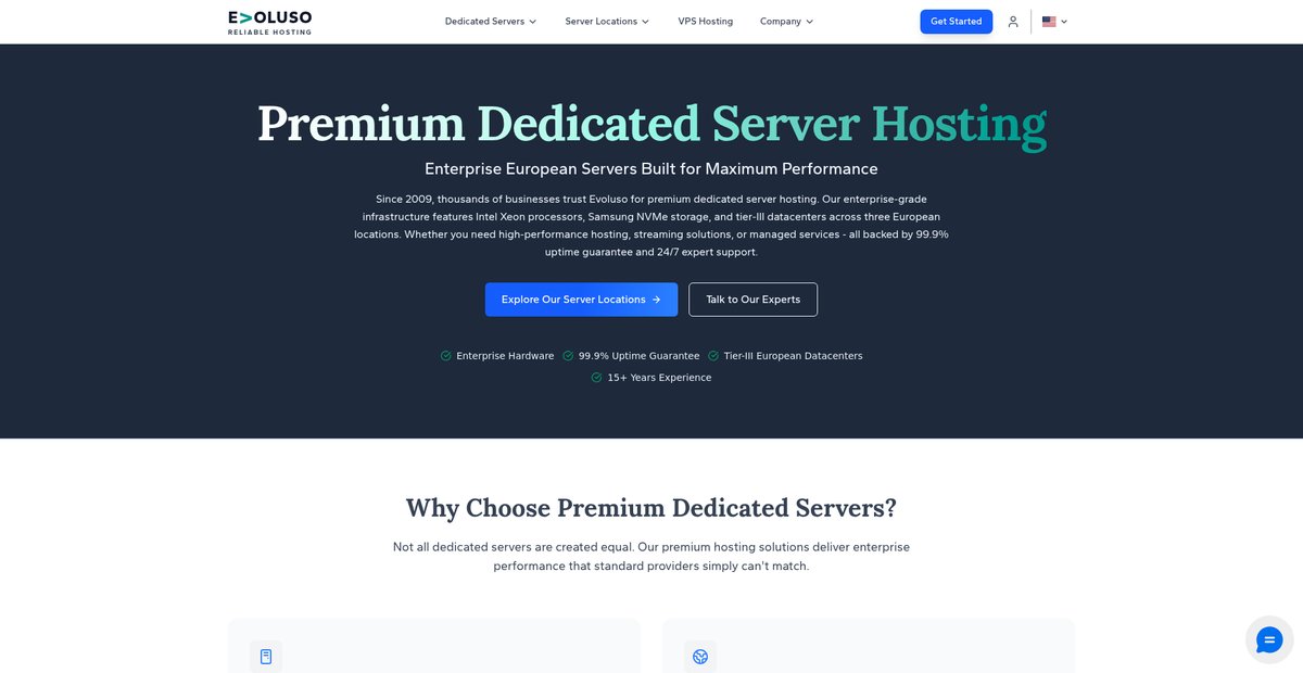 Evoluso: Premium Dedicated Server Hosting Screenshot