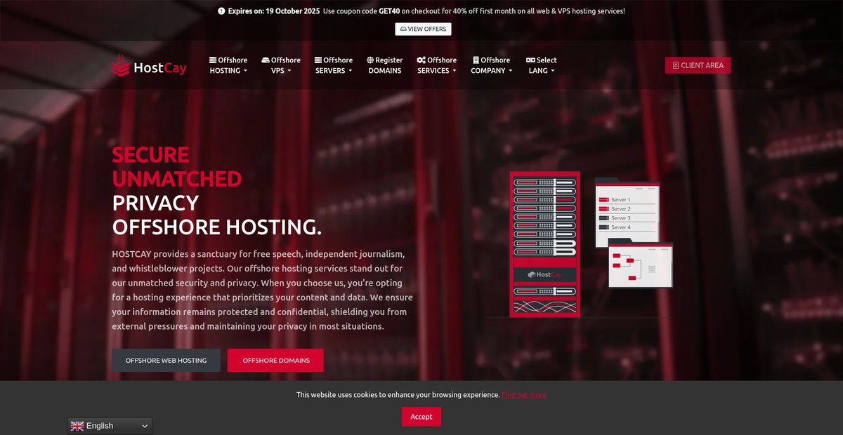 Cheap Offshore Hosting, Anonymous Domains & VPS Servers Screenshot