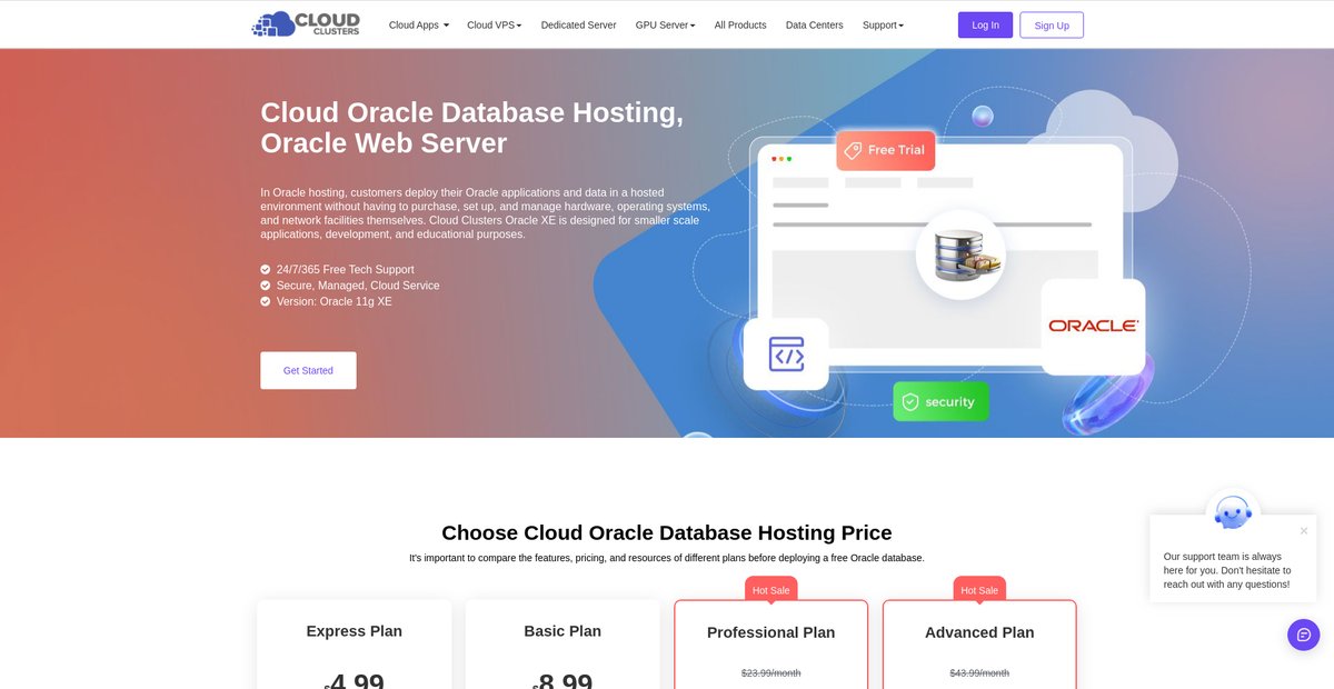 Cloud Oracle Database Hosting, Oracle Web Server Screenshot