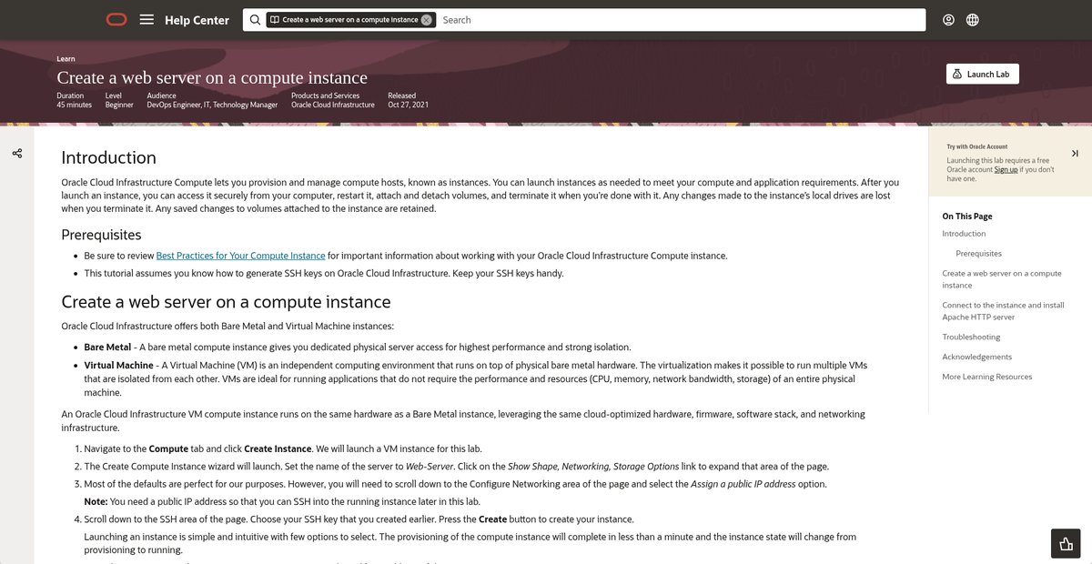 Create a web server on a compute instance Screenshot