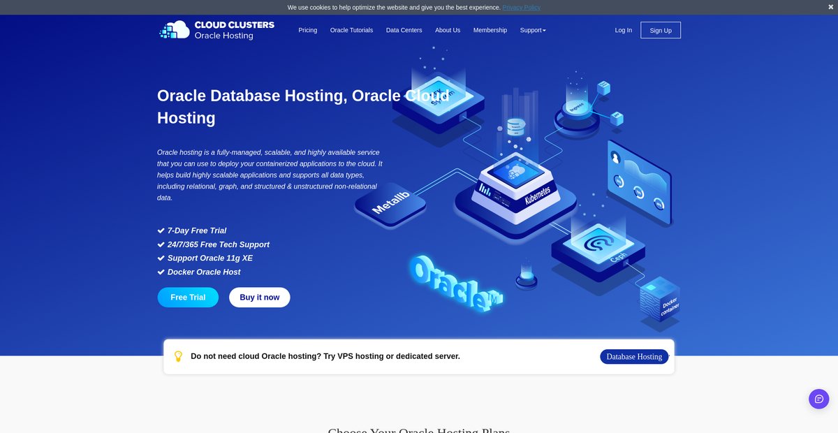 Oracle Hosting, Oracle database on the Cloud Screenshot
