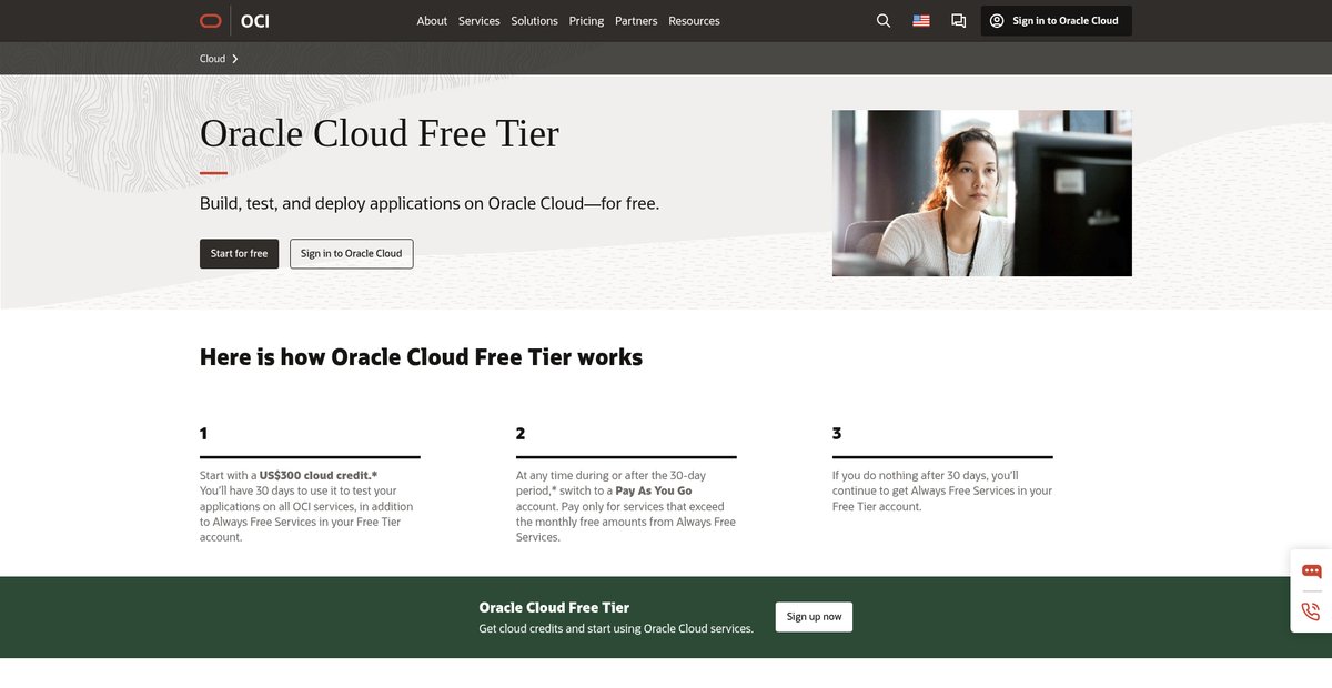 Oracle Cloud Free Tier Screenshot