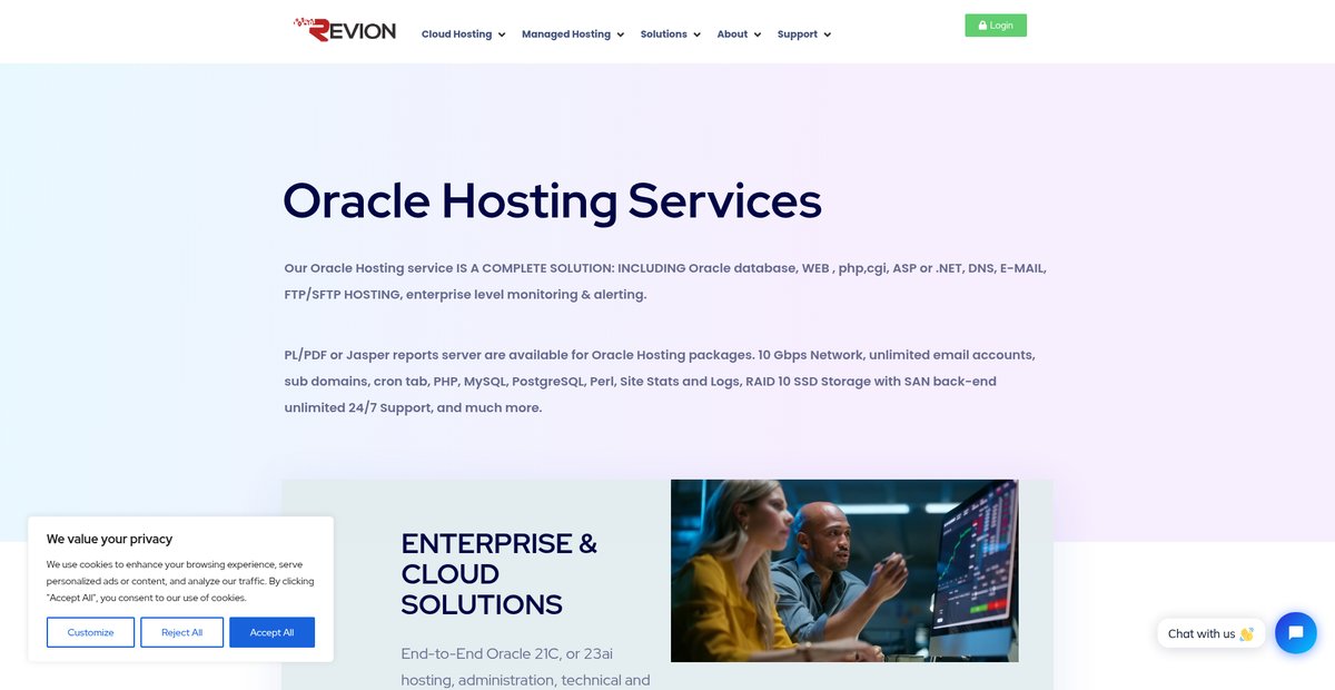 Oracle Hosting Screenshot
