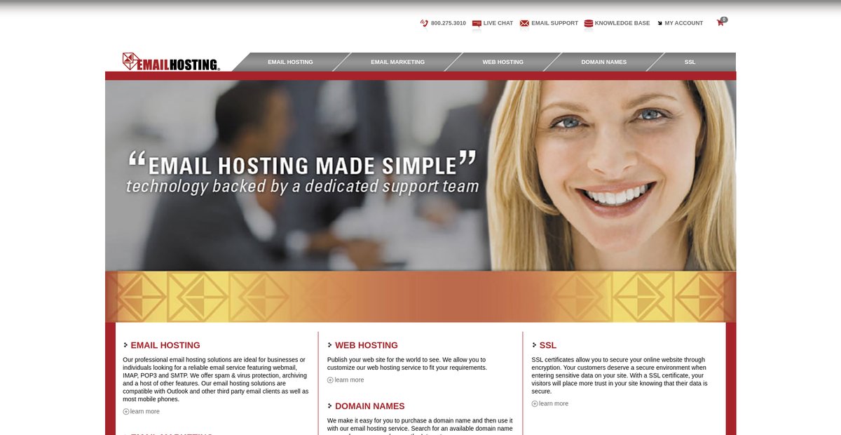 Email Hosting Services | Business Email Hosted in the Cloud Screenshot