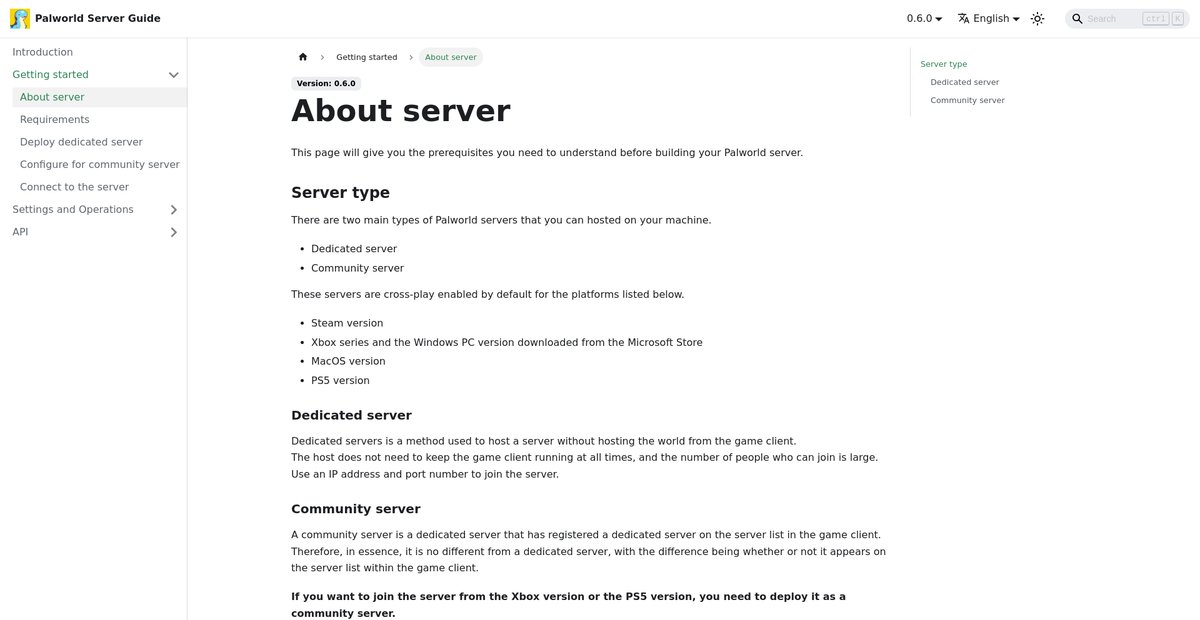 About server - Palworld Server Guide Screenshot