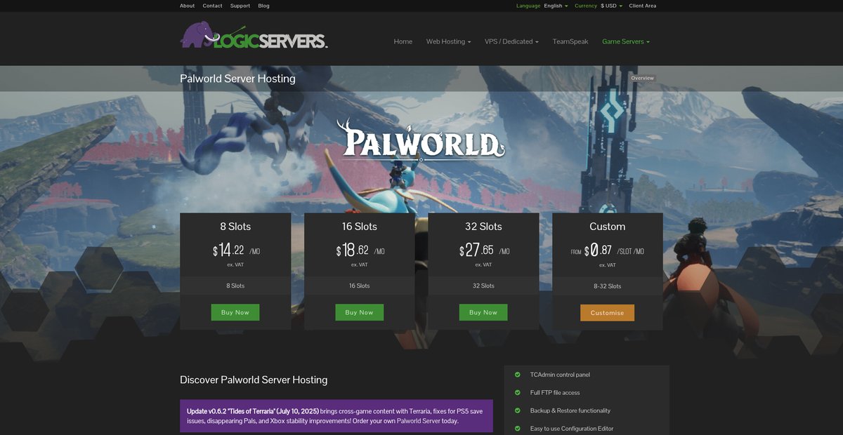 Palworld Server Hosting | LogicServers Screenshot