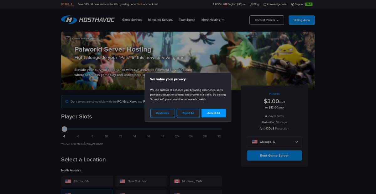 Palworld Server Hosting Screenshot