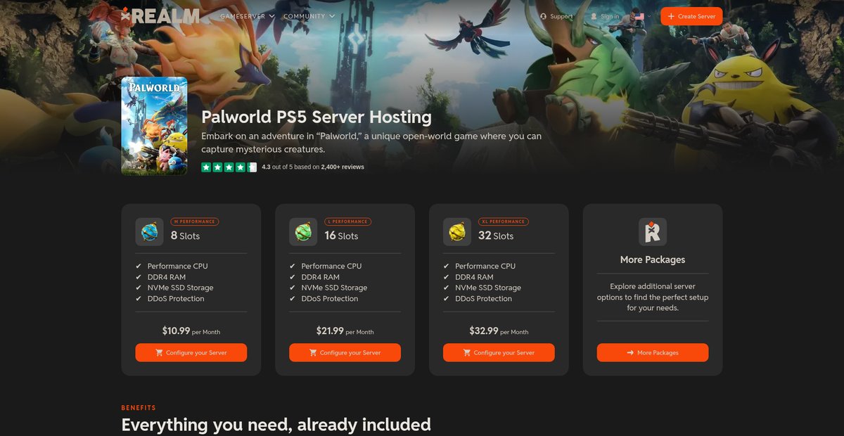 Palworld PS5 Server Hosting  - xREALM Screenshot