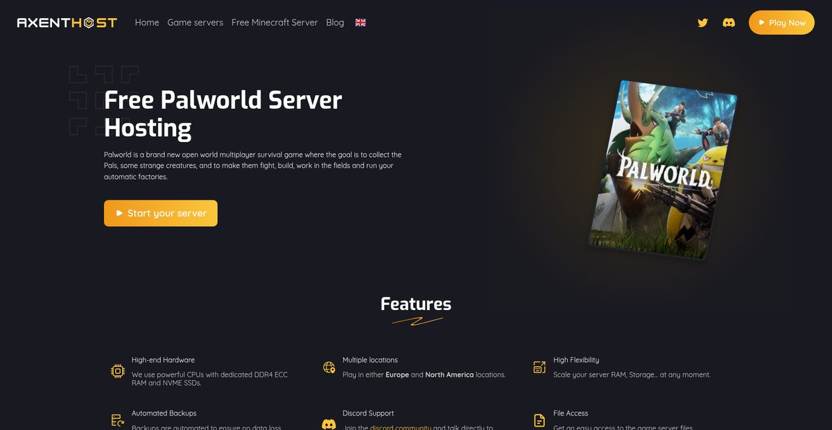 Free Palworld Server Hosting Screenshot