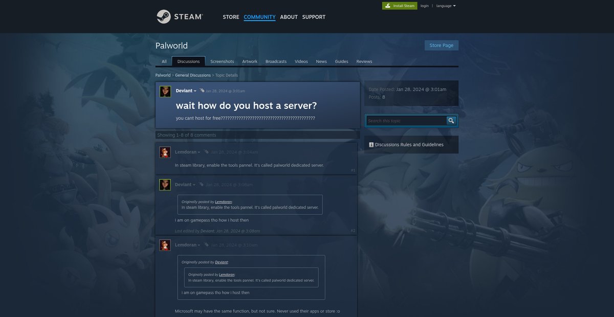 wait how do you host a server? - Palworld Screenshot