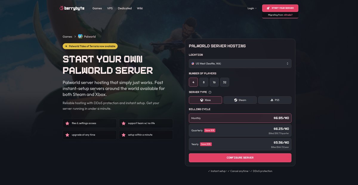 Palworld Server Hosting Screenshot