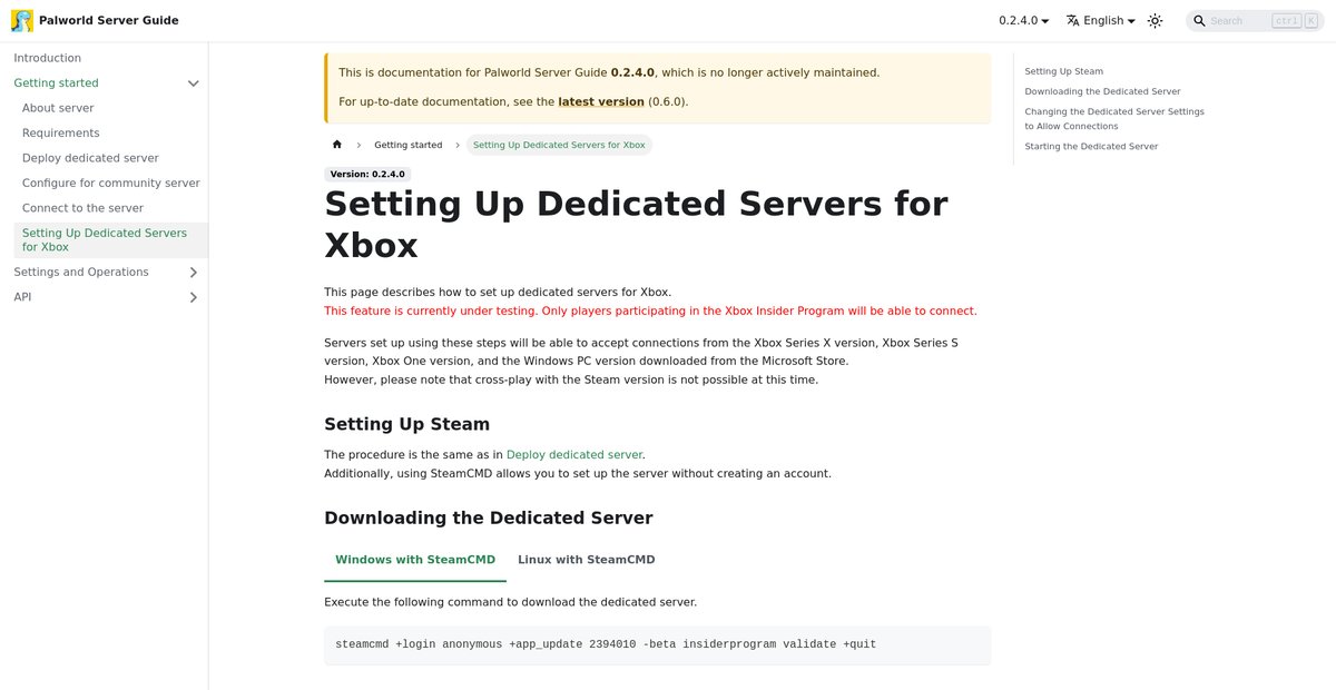 Setting Up Dedicated Servers for Xbox - Palworld Server Guide Screenshot