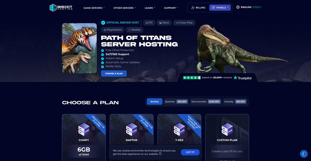 Path of Titans Server Hosting | 24/7 Support | BisectHosting Screenshot
