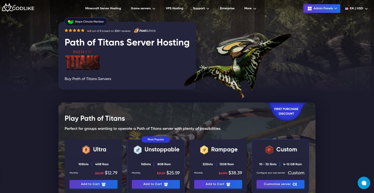 Best Path of Titans Server Servers Hosting - Godlike Screenshot