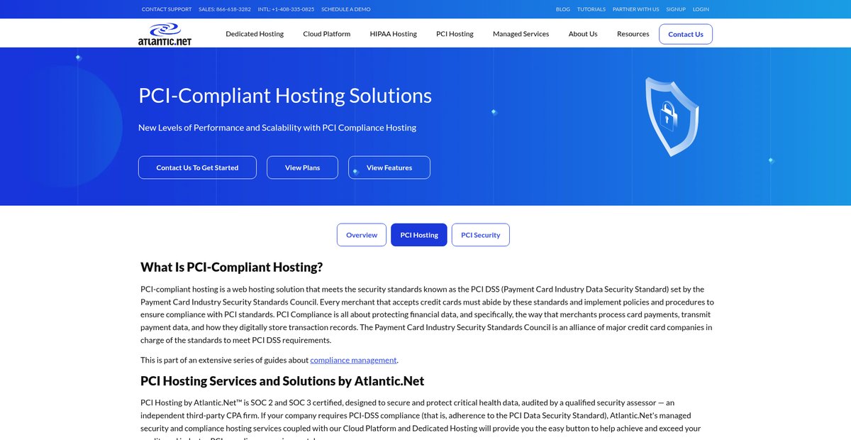 PCI-Compliant Hosting Solutions Screenshot