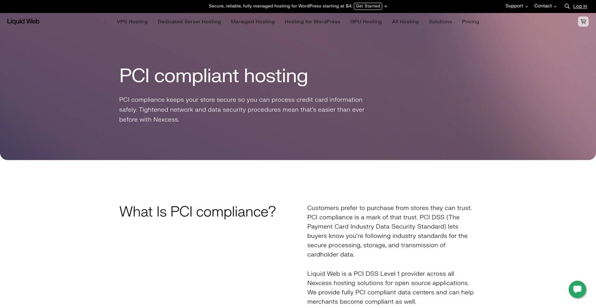 PCI Compliant Hosting Screenshot