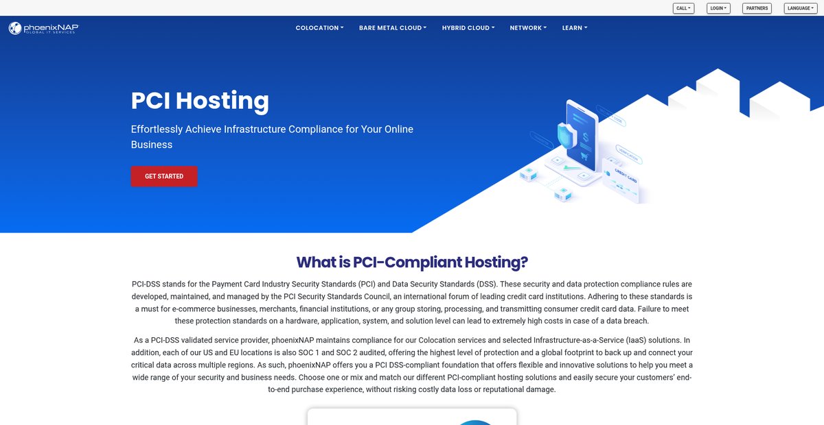 PCI-DSS Standard Compliant Hosting Provider Screenshot