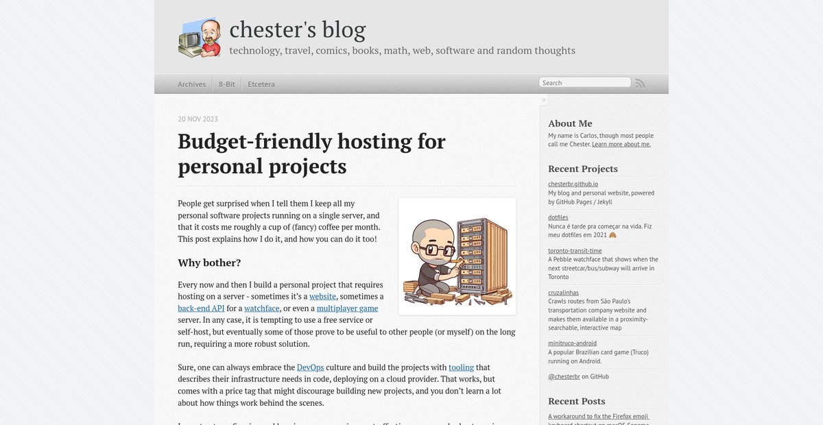 Budget-friendly hosting for personal projects - chester's blog Screenshot