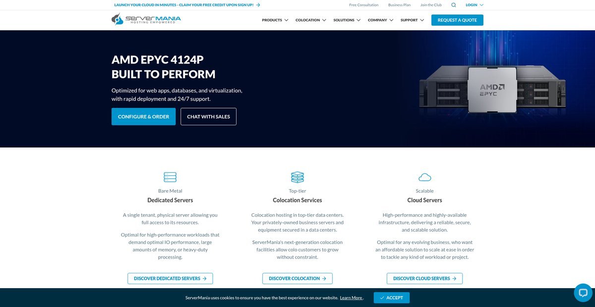 ServerMania: Top Digital & Physical Server Hosting Company Screenshot