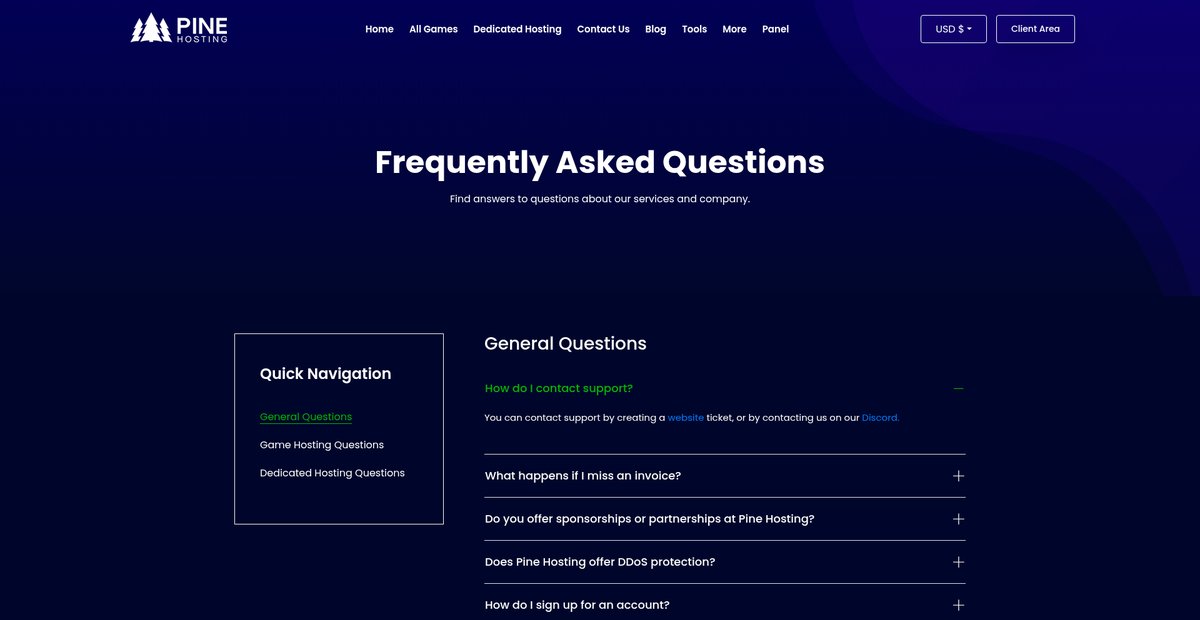 Game and Hosting FAQ: Questions Answered by Pine Hosting Screenshot