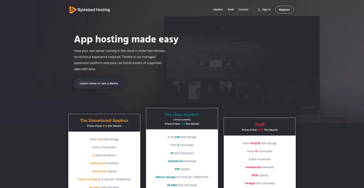Bytesized Hosting: Easy to use Plex hosting Screenshot