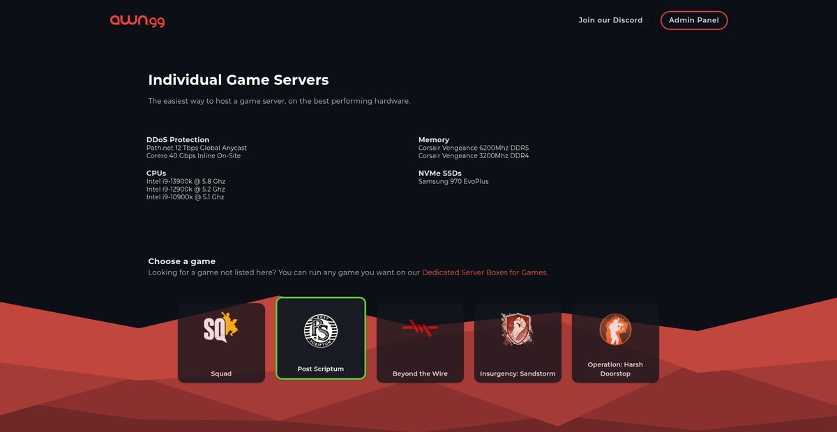 Individual Game Servers Screenshot