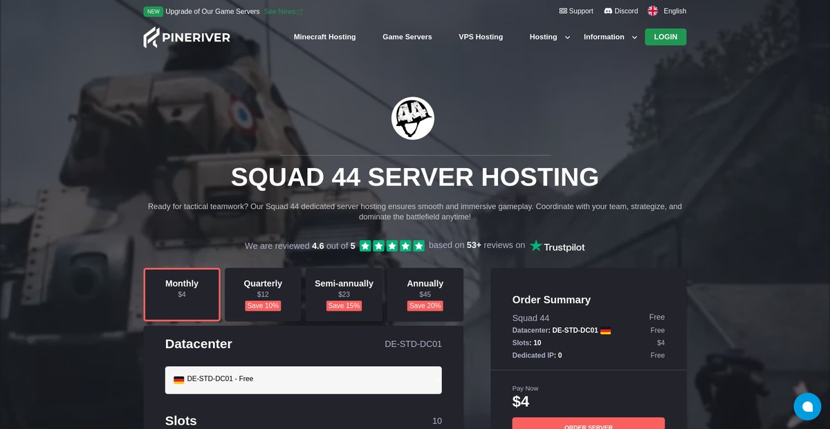 Squad 44 Server Hosting - Fast & Stable - PineRiver Screenshot