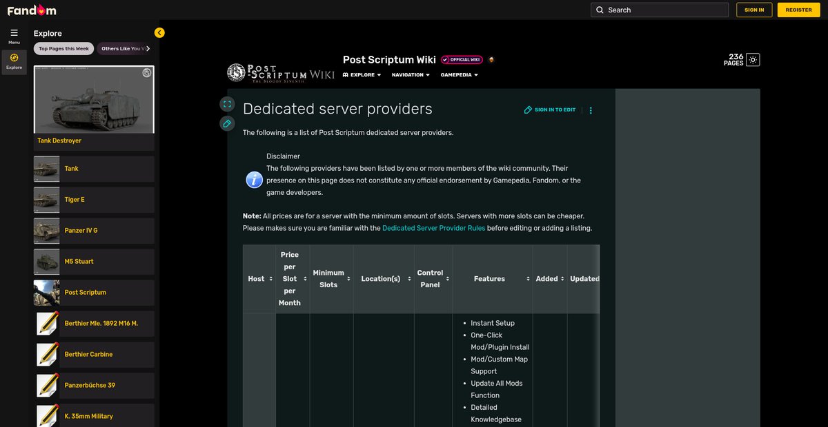 Dedicated server providers - Official Post Scriptum Wiki Screenshot