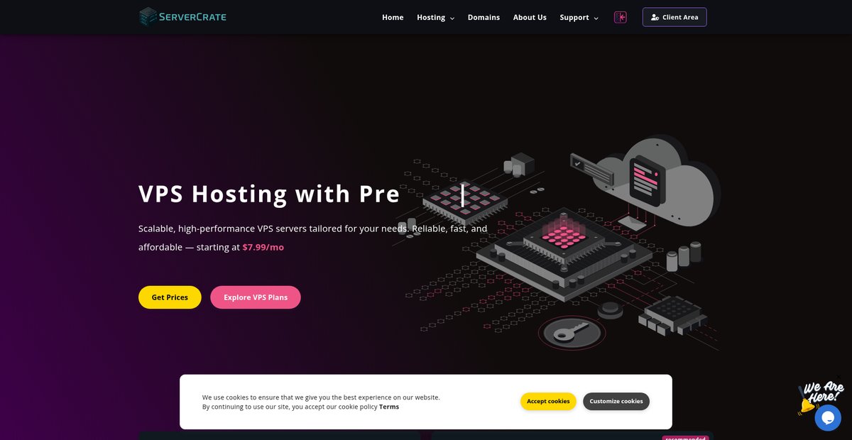 Blazing-Fast VPS & Game Hosting | LA Datacenter | ServerCrate Screenshot